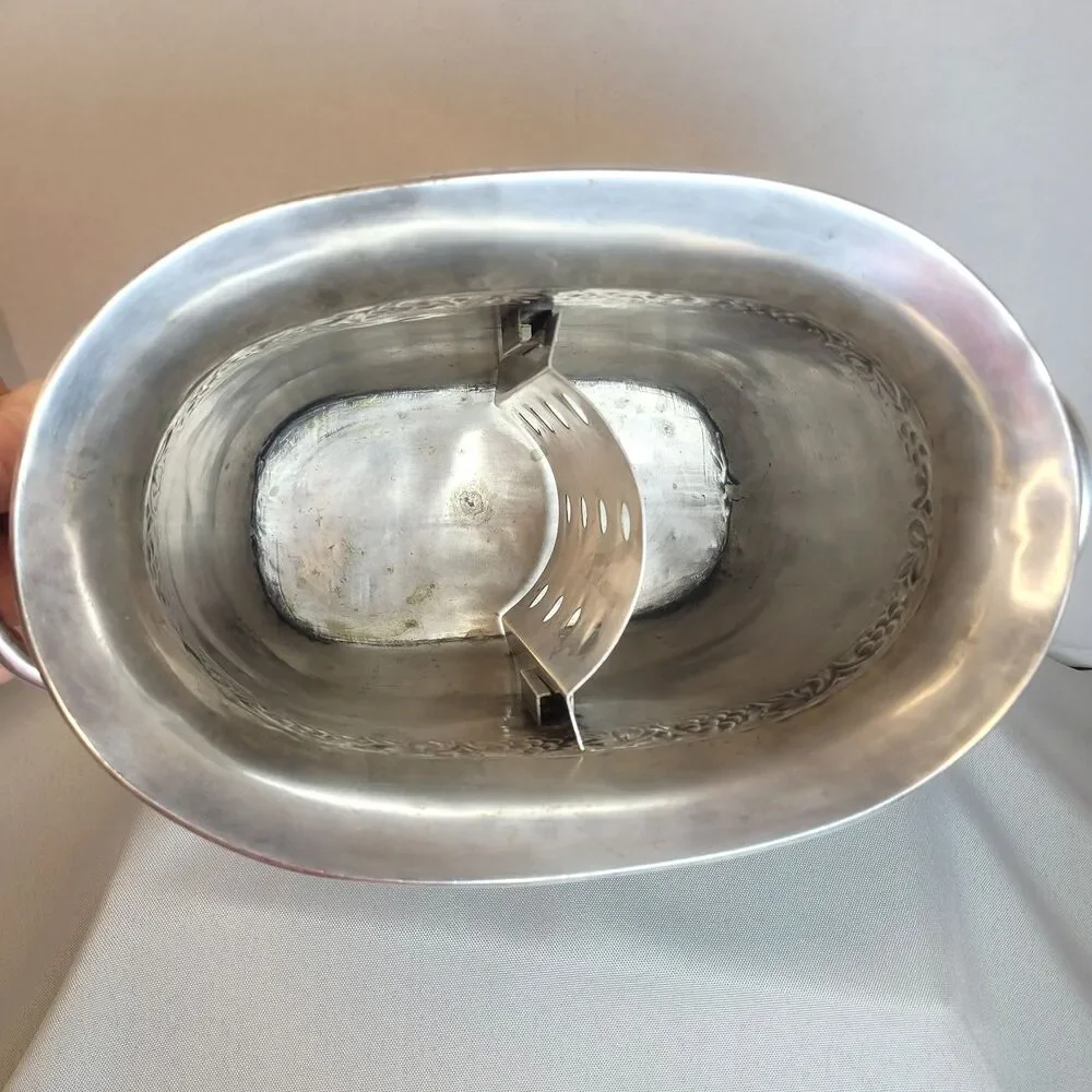 Vintage Pottery Barn Pewter Wine Bottle Champagne Chiller Holder Ice Bucket